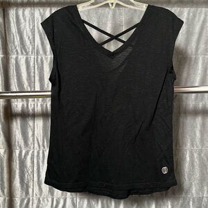Black V-Neck Crisscross Back Top